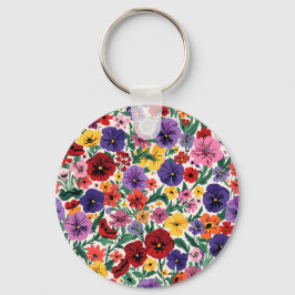 Chaveiro Bright Spring Pansies Floral Garden Pattern