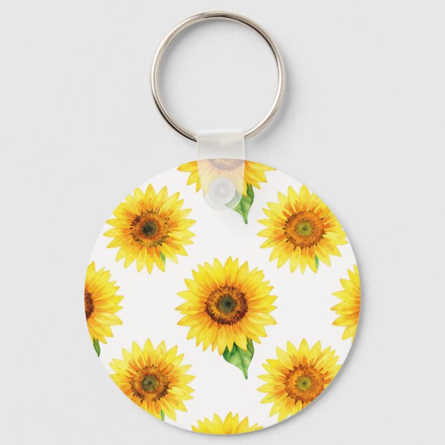 Chaveiro Bright Sunflower Watercolor Seamless Pattern (Frente)