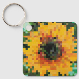 Chaveiro Bright yellow sunflower in pixel art