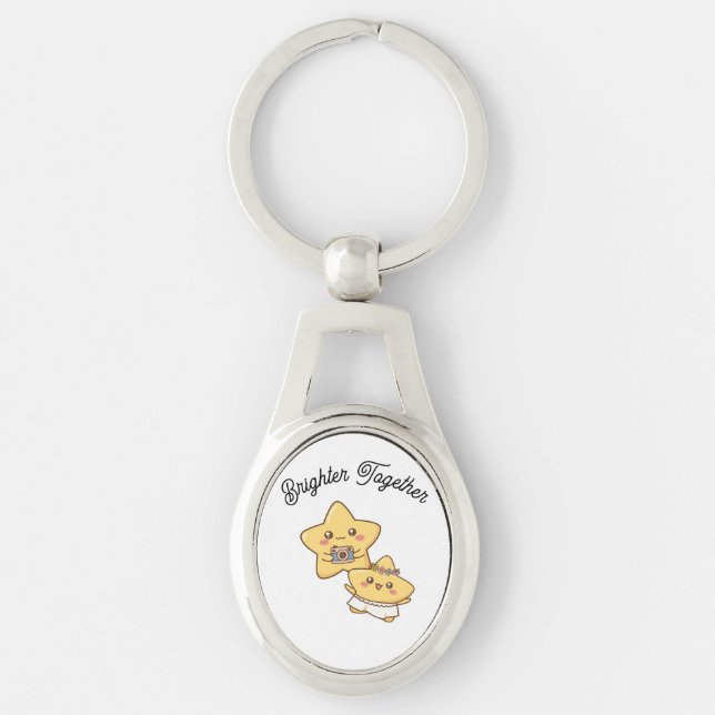 Chaveiro Brighter Together – Cute Couple keychain Gift (Frente)