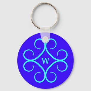 Chaveiro Brilhante bonito do aqua azul Monogrammed