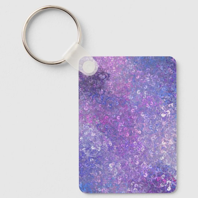 Chaveiro Brilho de Lantejoulas Rosa e Roxo  (Frente)
