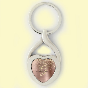Chaveiro Brilho Dourado, Monograma Dourado, Nome em Letra d