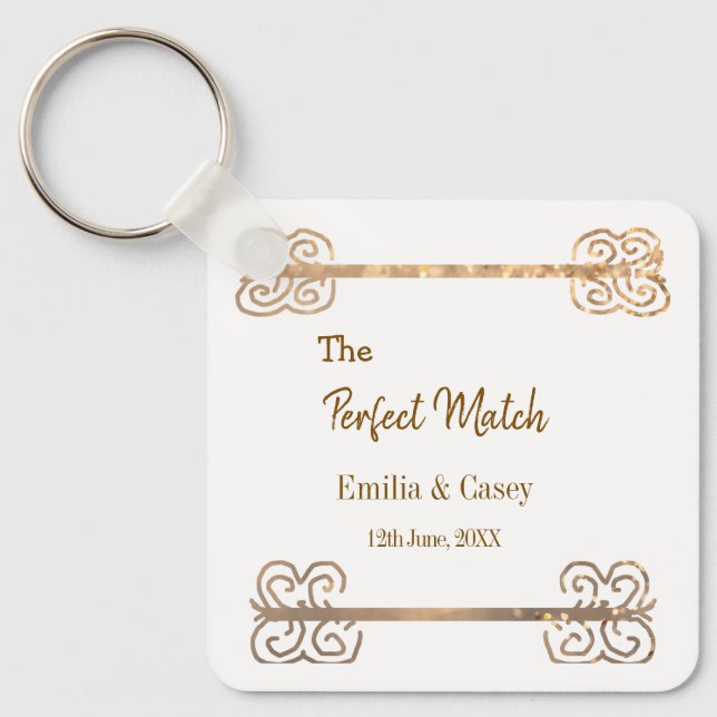 Chaveiro Brilho dourado vintage a combinação perfeita casal (Frente)
