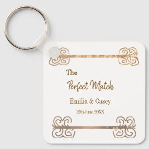 Chaveiro Brilho dourado vintage o casal perfeito