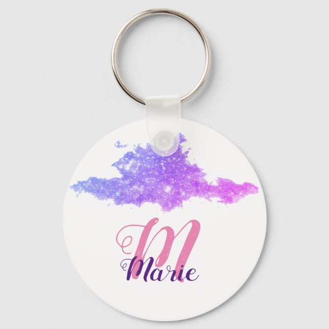 Chaveiro brilho roxo simples e personalizado adicionar seu  (Frente)
