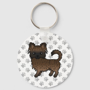 Chaveiro Brindle Long Casaco Chihuahua Cartoon Dog & Paws