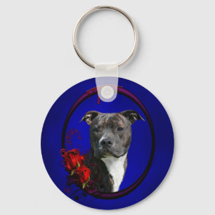Chaveiro Brindle pitbull with roses