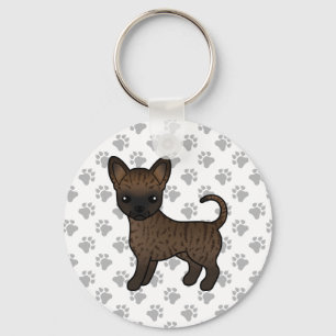 Chaveiro Brindle Smooth Casaco Chihuahua Cartoon Cão e pata