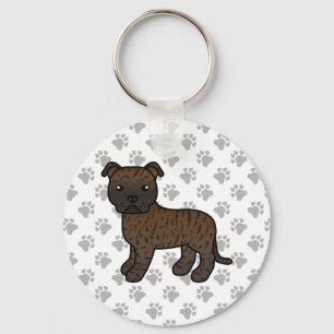 Chaveiro Brindle Staffordshire Bull Terrier Cartoon Dog