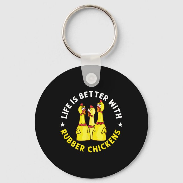 Chaveiro Brinquedo de Frango de Borracha Animais Engraçados (Frente)