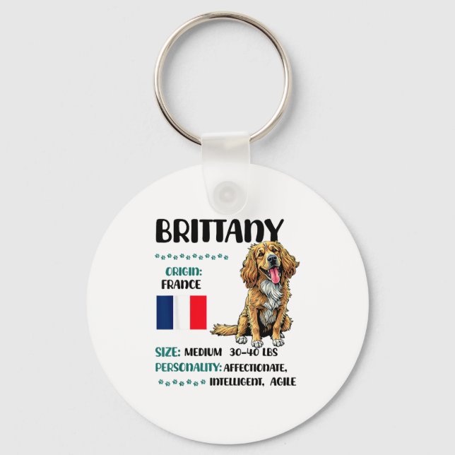 Chaveiro Brittany Origin Funny Brittany Dog Lover  (Frente)