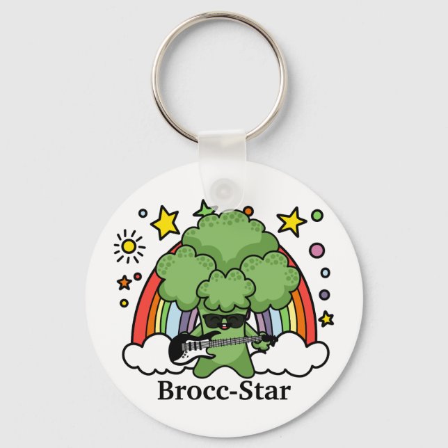 Chaveiro Broccoli verde Brocc, Rock Star (Frente)
