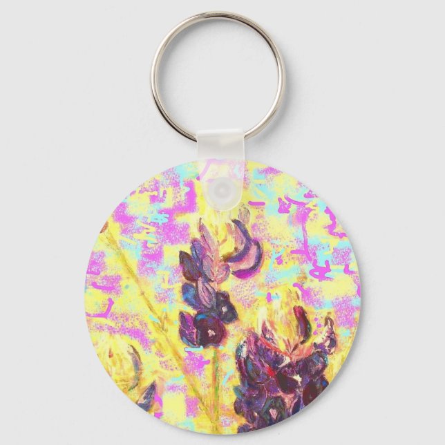 Chaveiro brochura de flores silvestres de bluebonnet (Frente)