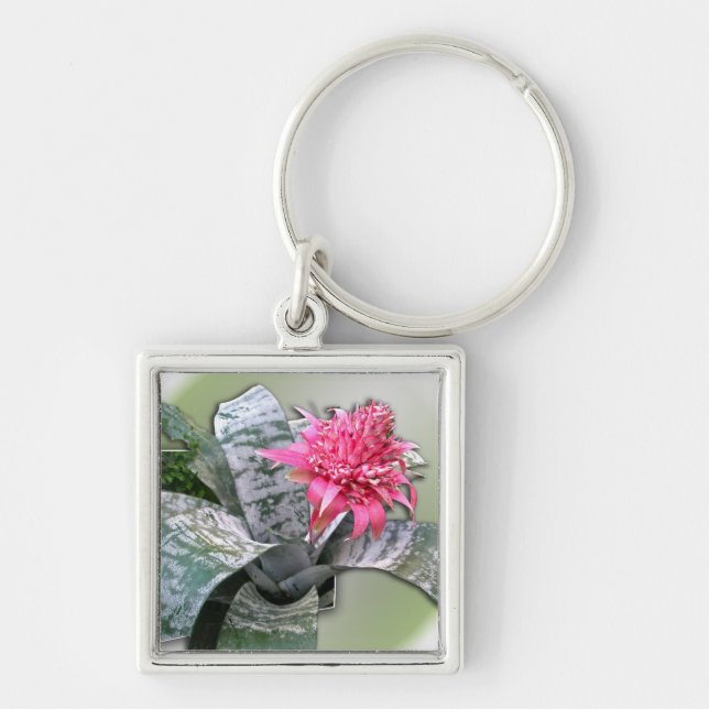 Chaveiro Bromélia Flores Rosa (Frente)