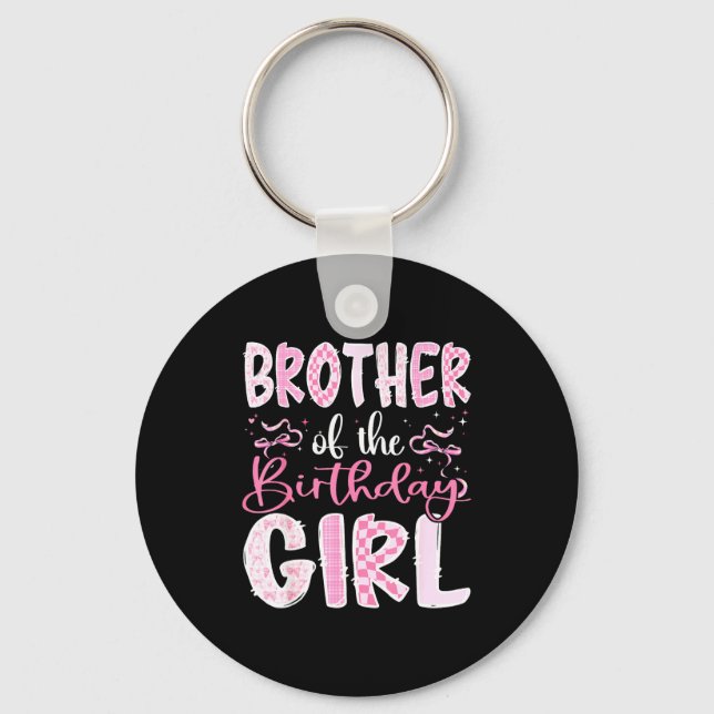 Chaveiro Brother Of The Birthday Girl Nk Coquette Bow Famil (Frente)