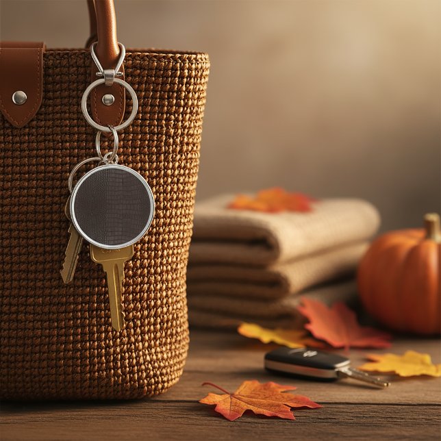 Chaveiro Brown Alligator Faux Leather Impressão (Brown Alligator Faux Leather Print Keychain
)