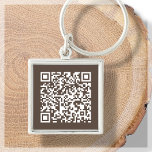 Chaveiro Brown | Custom QR Code Keychain<br><div class="desc">Customizable brown and white QR Code keychain. For business, corporate or personal use. Add your website URL address, social media handle or Venmo, PayPal or Cash App link. Click on " personalize this template" and add your URL to the area provided, and a brand new unique QR code will be...</div>