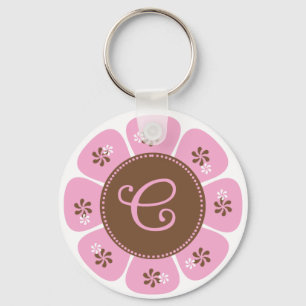 Chaveiro Brown e monograma cor-de-rosa C