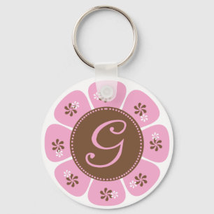 Chaveiro Brown e monograma cor-de-rosa G