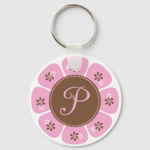 Chaveiro Brown e monograma cor-de-rosa P