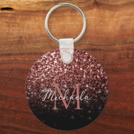 Chaveiro Brown Red faux Glitter sparkles bling Monogram