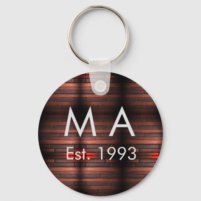Chaveiro Brown rustic brick stone add name letter year date (Frente)