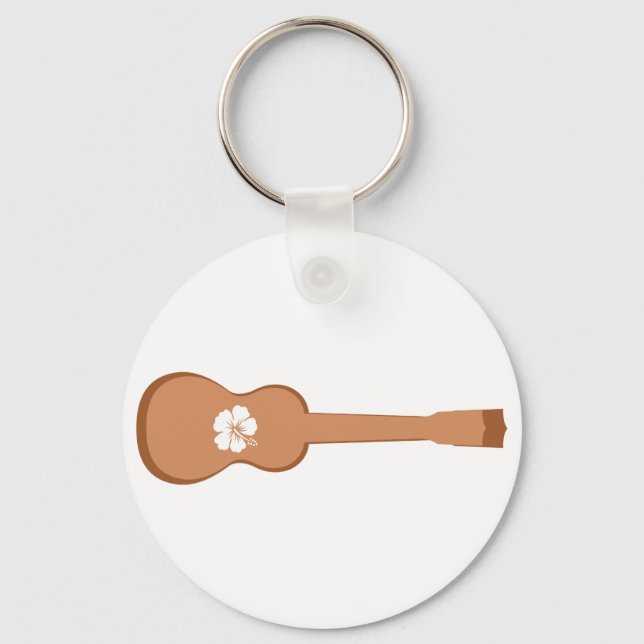 Chaveiro Brown Ukulele e white hibiscus (Frente)