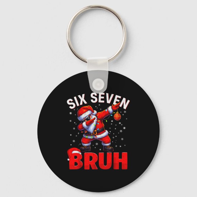 Chaveiro Bruh 67 Dabbing Santa Funny Meme Six Seven Christm (Frente)