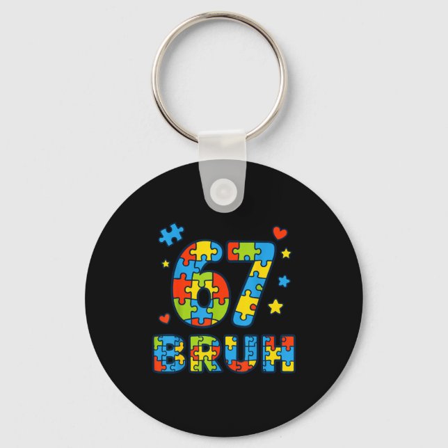 Chaveiro Bruh 6 7 Funny Six Seven Autism Awareness Kids Tea (Frente)