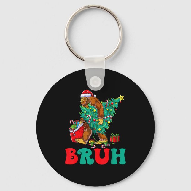 Chaveiro Bruh Bigfoot Christmas Funny Christmas Tree Xmas S (Frente)