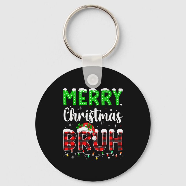 Chaveiro Bruh Christmas Red Plaid Teens Boys Kids Xmas Paja (Frente)