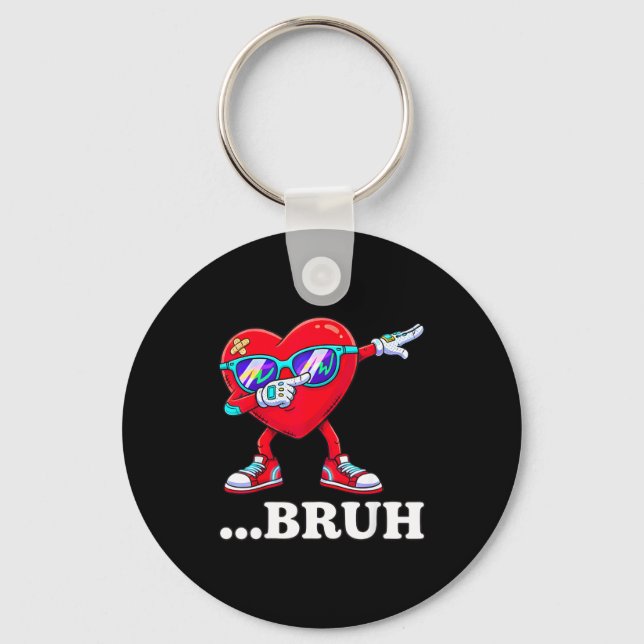 Chaveiro Bruh Dabbing Heart Funny Kids Boys Mens Valentine  (Frente)
