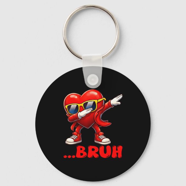 Chaveiro Bruh Dabbing Heart Funny Kids Boys Mens Valentine  (Frente)