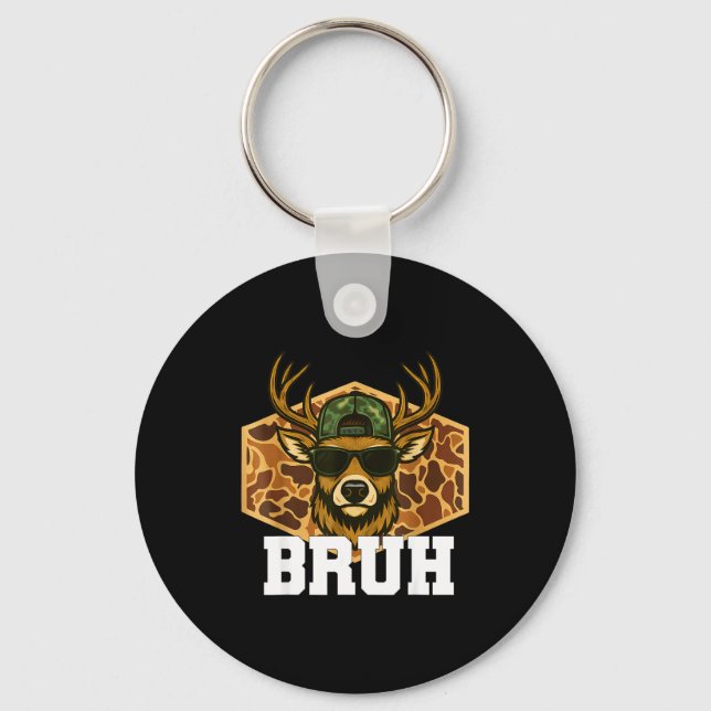Chaveiro Bruh Deer Funny Deer Hunting Camo Hat Youth Teens  (Frente)