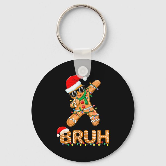 Chaveiro Bruh Funny Christmas Gingerbread Man Teens Boys Ki (Frente)