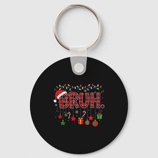 Chaveiro Bruh Funny Christmas Red Plaid Teens Boys Kids Xma (Frente)