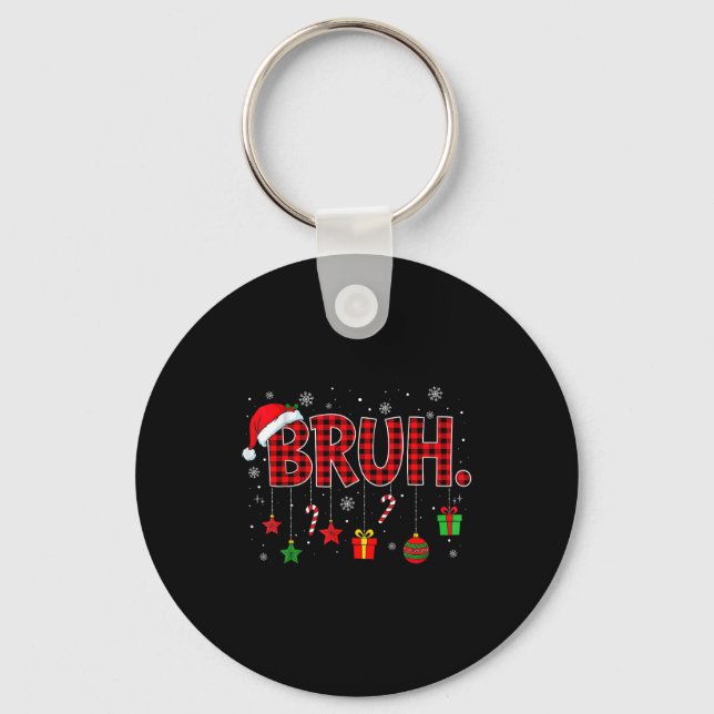 Chaveiro Bruh Funny Christmas Red Plaid Teens Boys Kids Xma (Frente)
