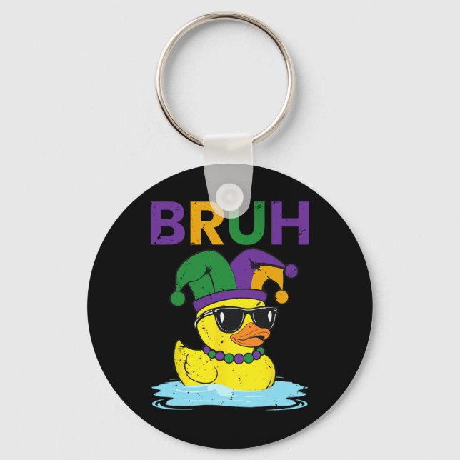 Chaveiro Bruh Funny Duck Mardi Gras Rubber Duck Com Jester (Frente)