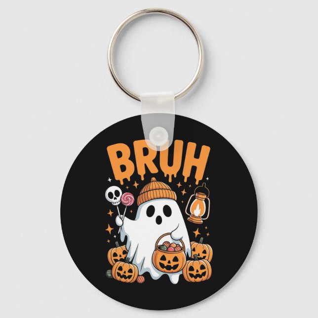 Chaveiro Bruh Ghost Halloween Ghost Trick Ou Treine Kid (Frente)
