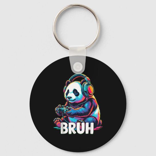 Chaveiro Bruh Panda Gamer With Headphones Controller  (Frente)
