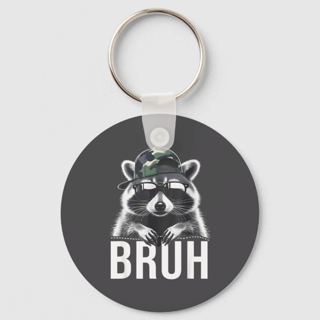 Chaveiro Bruh Raccoon Trash Racoon Camo Hat Youth Teens Kid (Frente)