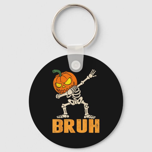 Chaveiro Bruh Skeleton Halloween Dabbing Boys Pumpkin Jack (Frente)