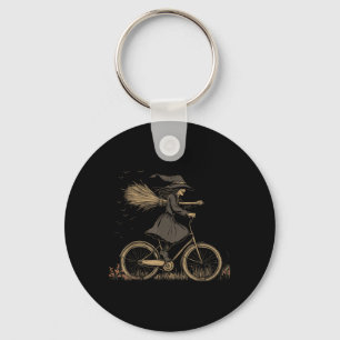 Chaveiro Bruxa Assustadora Vintage Andando de Bicicleta Cic
