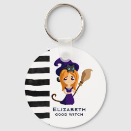 Chaveiro Bruxa Bonita no Halloween do Chapéu Roxo