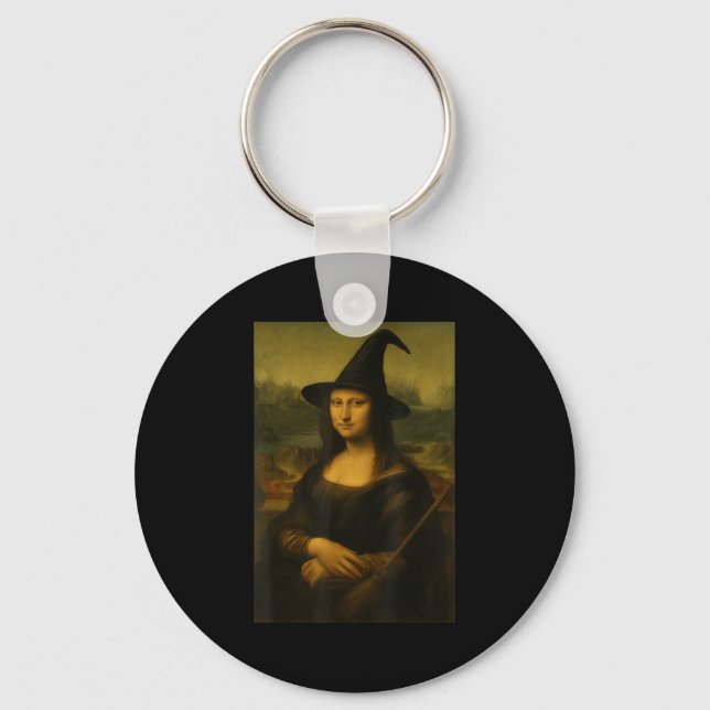 Chaveiro Bruxa da Mona Lisa no Halloween  (Frente)