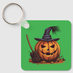 Chaveiro Bruxa de Abóbora de Halloween Clássica