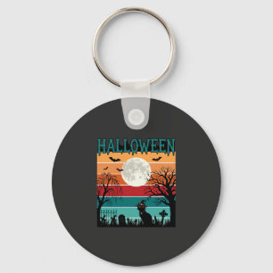 Chaveiro Bruxa de Halloween Gato Teia de Aranha Lua Cemitér