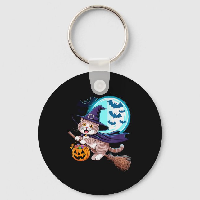 Chaveiro Bruxa de Halloween Scottish Fold Lua Coupari  (Frente)