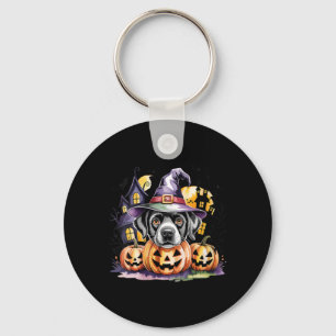 Chaveiro Bruxa Feminina de Halloween Retriever Labrador Pre